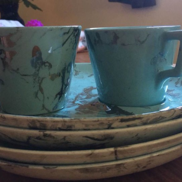 MCM: Rare-Sascha Blastoff Surf Ballet Dinner plate w/fitted cup- teal & silver - Picture 3 of 6